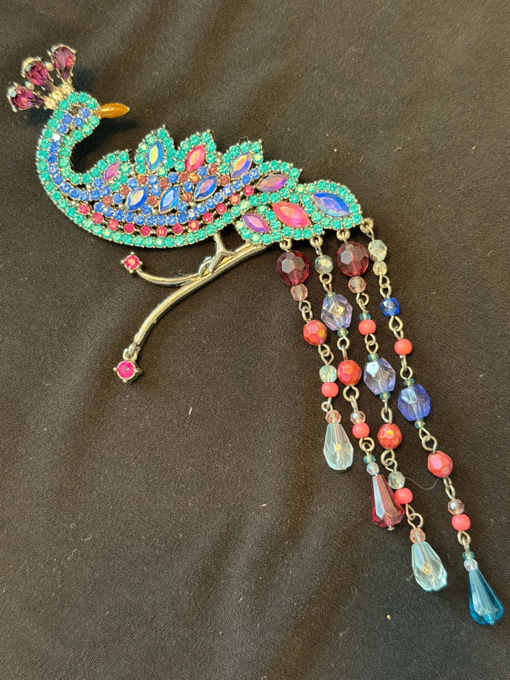 Vintage 2004 Avon Oversized Jeweltone Peacock Rhinestone Brooch New in Box